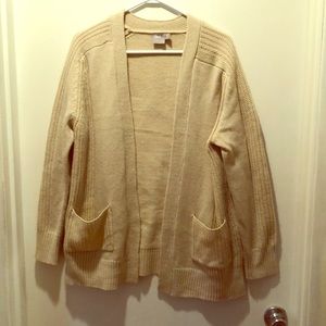 Cream ribbed cardigan sweater